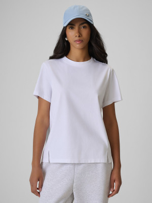 4F T-shirt regular gładki damski - biały