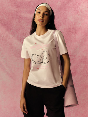 4F T-shirt relaxed z nadrukiem damski - różowy