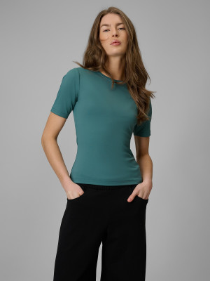 4F T-shirt slim gładki damski - turkusowy