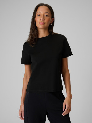 4F T-shirt regular gładki damski - czarny