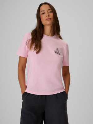 4F T-shirt relaxed z nadrukiem damski - różowy