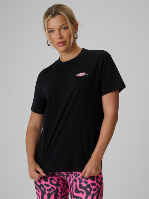 4F T-shirt loose z nadrukiem damski - czarny