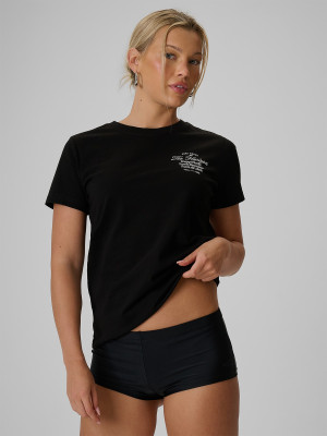 4F T-shirt regular z nadrukiem damski - czarny