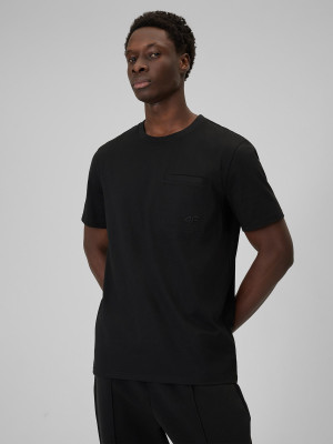 4F T-shirt regular gładki męski - czarny