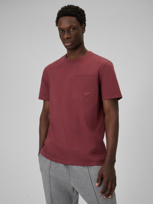 4F T-shirt regular gładki męski - burgundowy