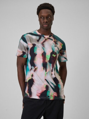 4F T-shirt regular z nadrukiem męski - multikolor