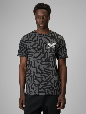 4F T-shirt regular z nadrukiem męski - czarny