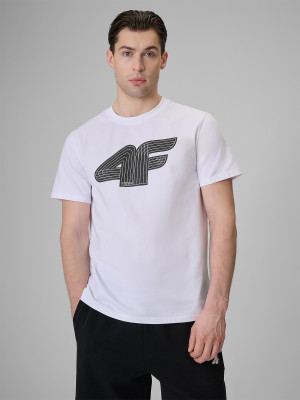 4F T-shirt regular z nadrukiem męski - biały