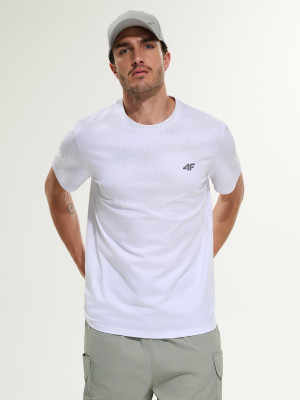4F T-shirt regular z nadrukiem męski - biały