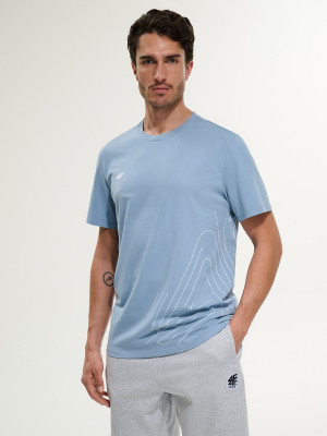 4F T-shirt regular z nadrukiem męski - granatowy