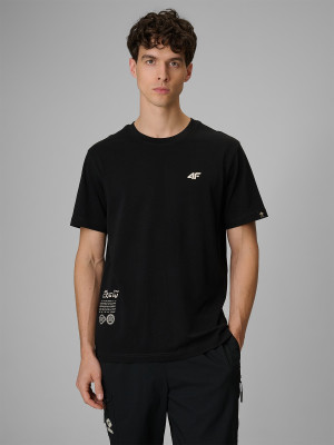 4F T-shirt regular z nadrukiem męski - czarny