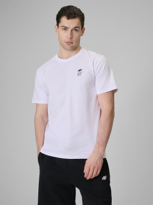 4F T-shirt regular gładki męski - biały