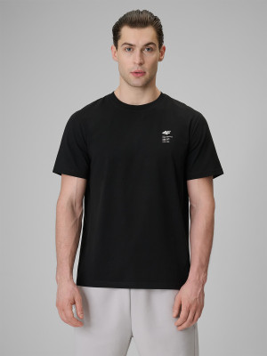4F T-shirt regular gładki męski - czarny