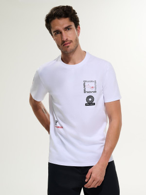 4F T-shirt regular z nadrukiem męski - biały