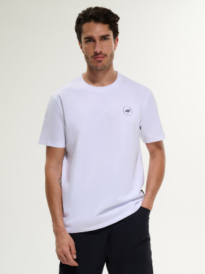 4F T-shirt relaxed z nadrukiem męski - biały