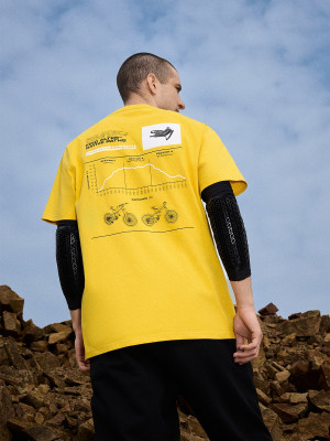 4F T-shirt relaxed z nadrukiem męski - żółty