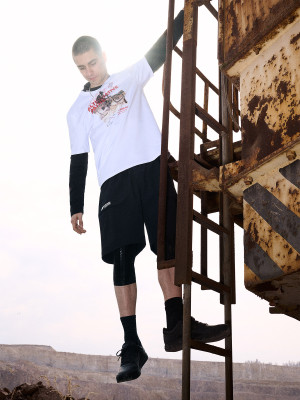 4F T-shirt relaxed z nadrukiem męski - biały