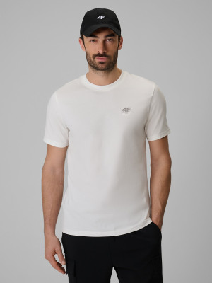 4F T-shirt regular gładki męski - biały