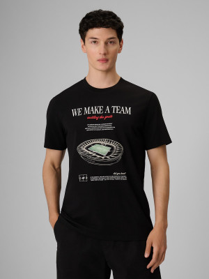 4F T-shirt regular z nadrukiem męski - czarny