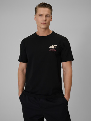 4F T-shirt regular gładki męski - czarny