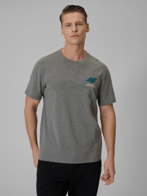 4F T-shirt regular gładki męski - szary