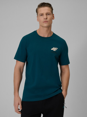 4F T-shirt regular gładki męski - turkusowy