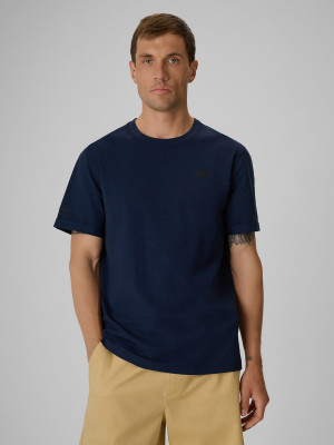 4F T-shirt regular gładki męski - granatowy