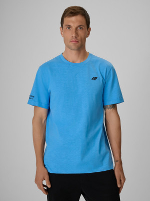 4F T-shirt regular gładki męski - niebieski