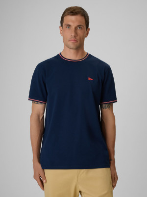 4F T-shirt regular gładki męski - granatowy