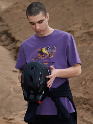 4F T-shirt relaxed z nadrukiem męski - fioletowy