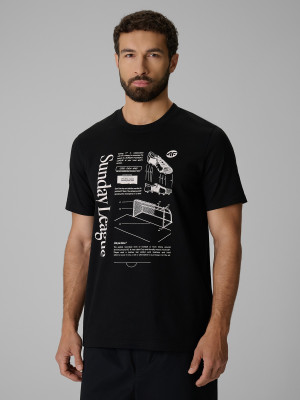 4F T-shirt regular z nadrukiem męski - czarny