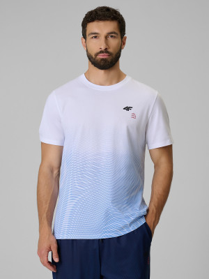 4F T-shirt regular z nadrukiem męski - niebieski