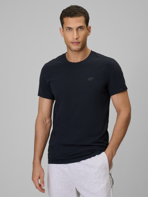 4F T-shirt slim gładki męski - granatowy