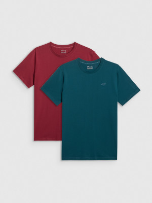 4F T-shirt regular gładki męski (2-pack) - multikolor