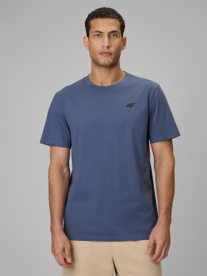 4F T-shirt regular gładki męski - granatowy