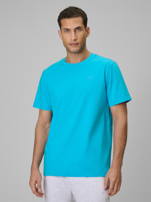 4F T-shirt regular gładki męski - niebieski
