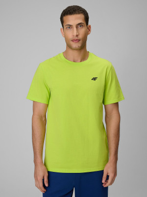 4F T-shirt regular gładki męski - zielony