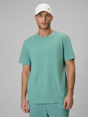 4F T-shirt regular gładki męski - miętowy