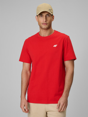 4F T-shirt regular gładki męski - czerwony