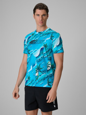 4F T-shirt regular z nadrukiem męski - niebieski