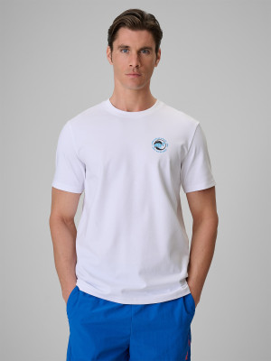4F T-shirt regular z nadrukiem męski - biały