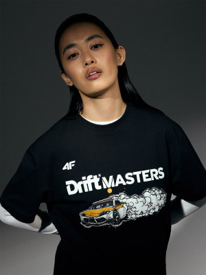 4F T-shirt regular z nadrukiem uniseks 4F x Drift Masters - czarny