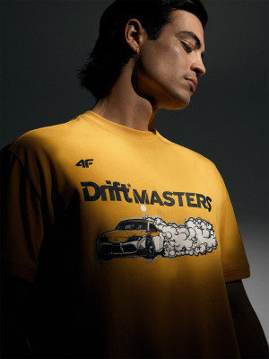 4F T-shirt regular z nadrukiem uniseks 4F x Drift Masters - żółty