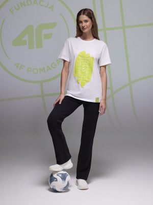 4F T-shirt regular z nadrukiem uniseks Fundacja 4F Pomaga - biały