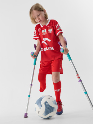 4F Koszulka replika wyjazdowa AMP Futbol dziecięca - czerwona