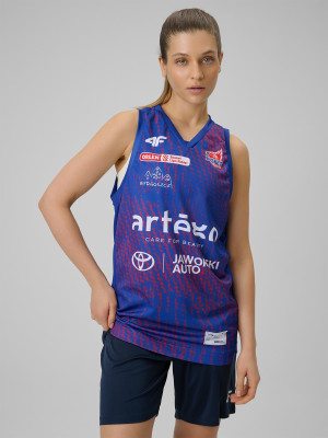 4F Koszulka meczowa replika wyjazdowa z sezonu 2025/26 damska 4F x KS Basket 25 Bydgoszcz - granatowa