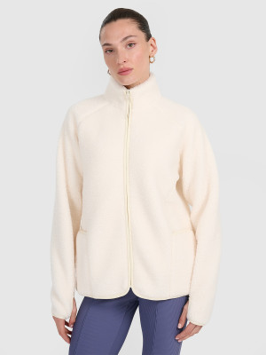 4F Polar sherpa ze stójką oversize damski - biały