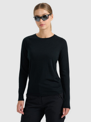 4F Longsleeve trekkingowy szybkoschnący z wełną merino damski - czarny