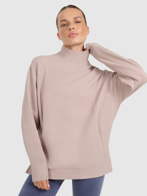 4F Bluza dresowa do jogi i pilatesu damska - beżowa