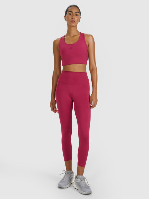 4F Legginsy treningowe 7/8 z wysokim stanem damskie - czerwone